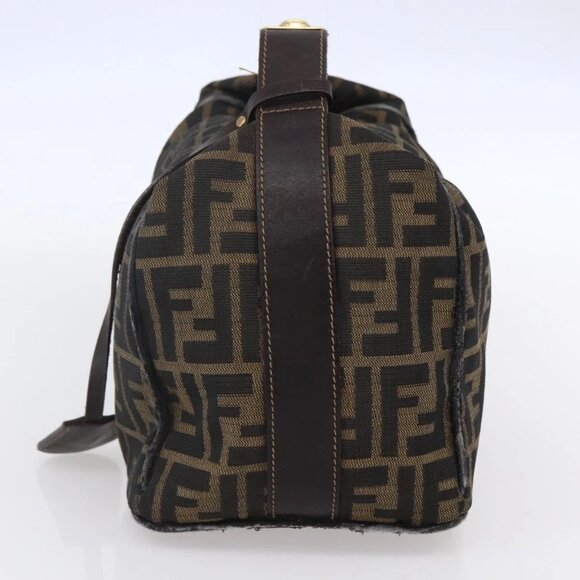 FENDI Zucca Canvas Vanity Hand Bag Black Brown Auth 150076 - Picture 7 of 16